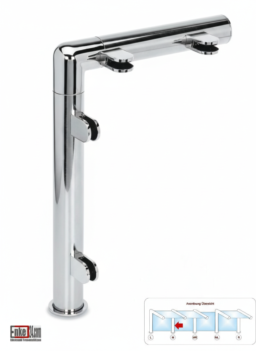 Edelstahl Hustenschutz Tresenstütze mit Ablage in Chrom Design