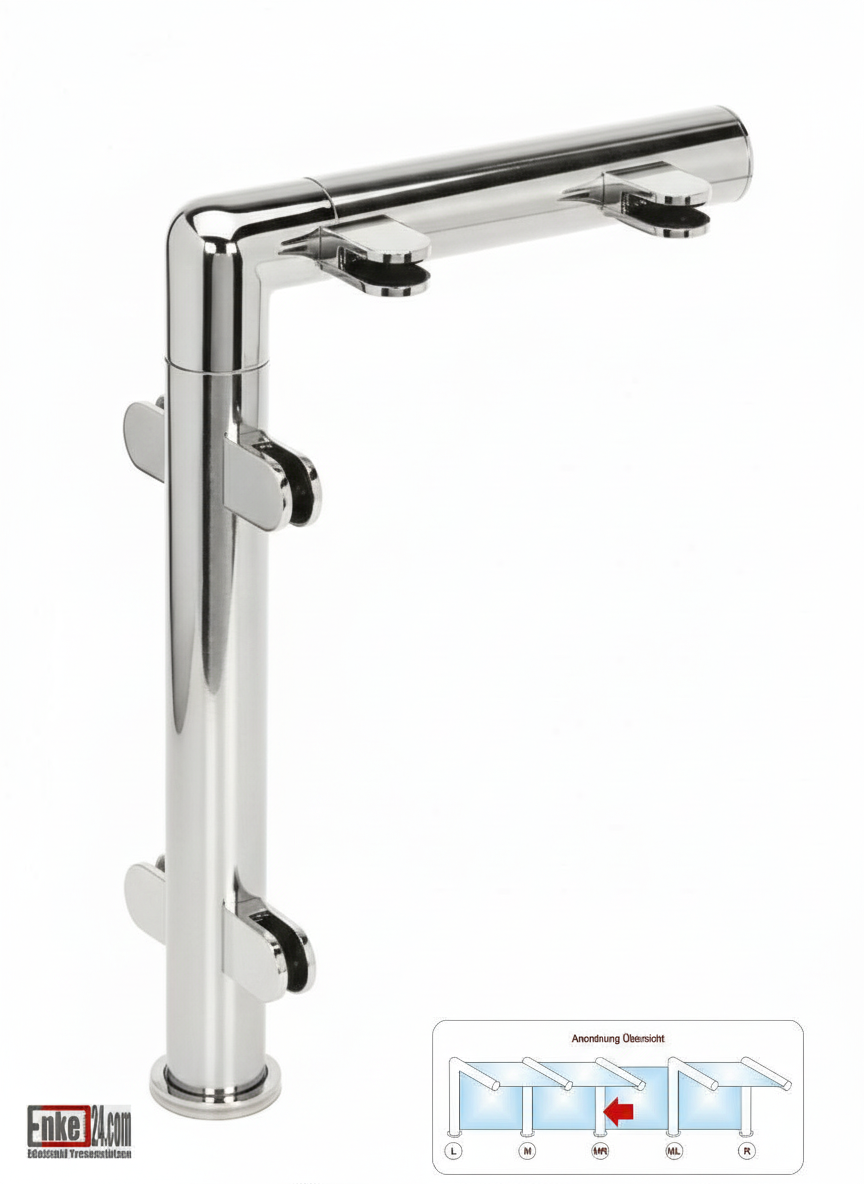 Edelstahl Hustenschutz Tresenstütze mit Ablage in Chrom Design