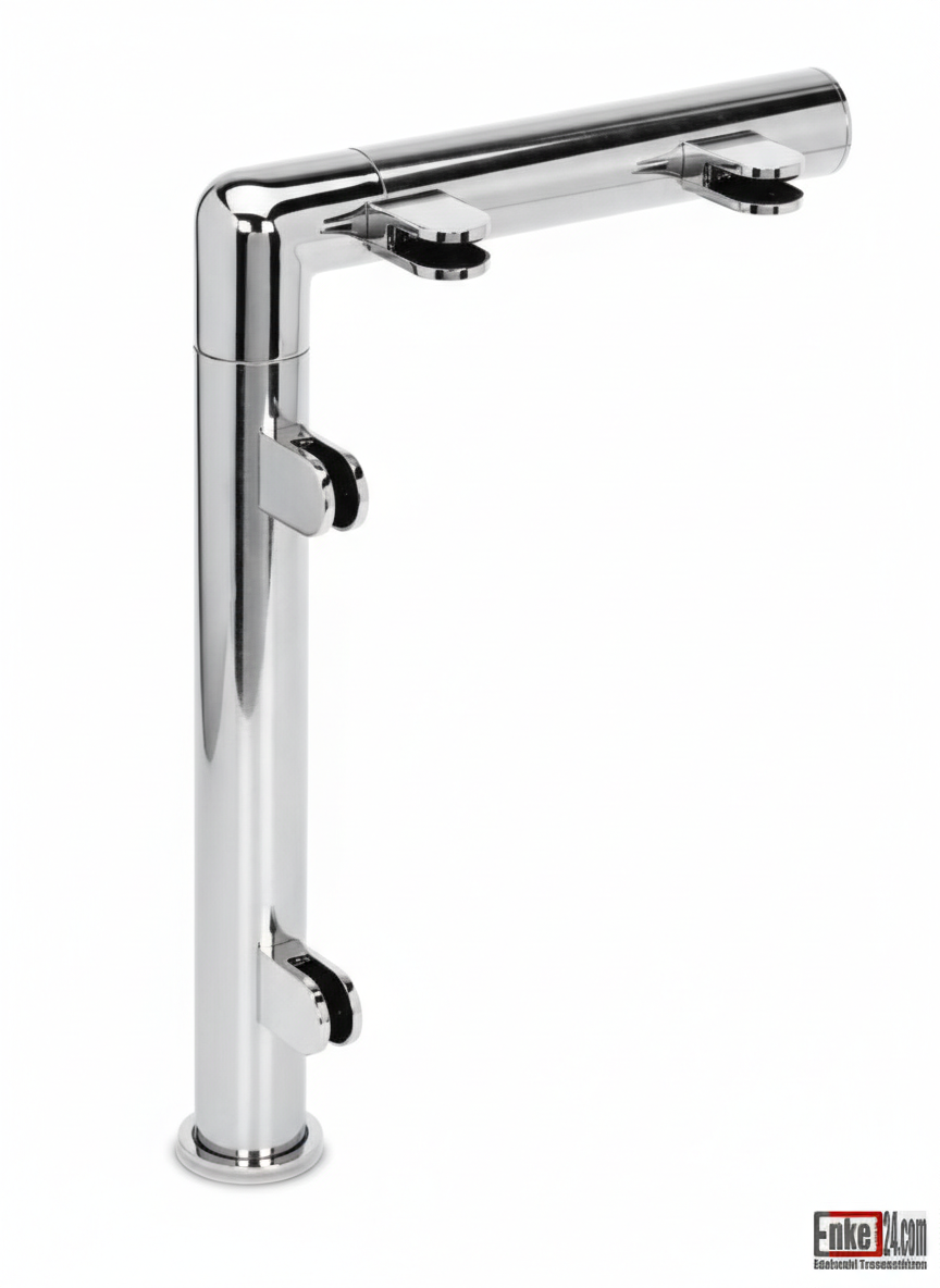 Edelstahl Hustenschutz Tresenstütze mit Ablage in Chrom Design