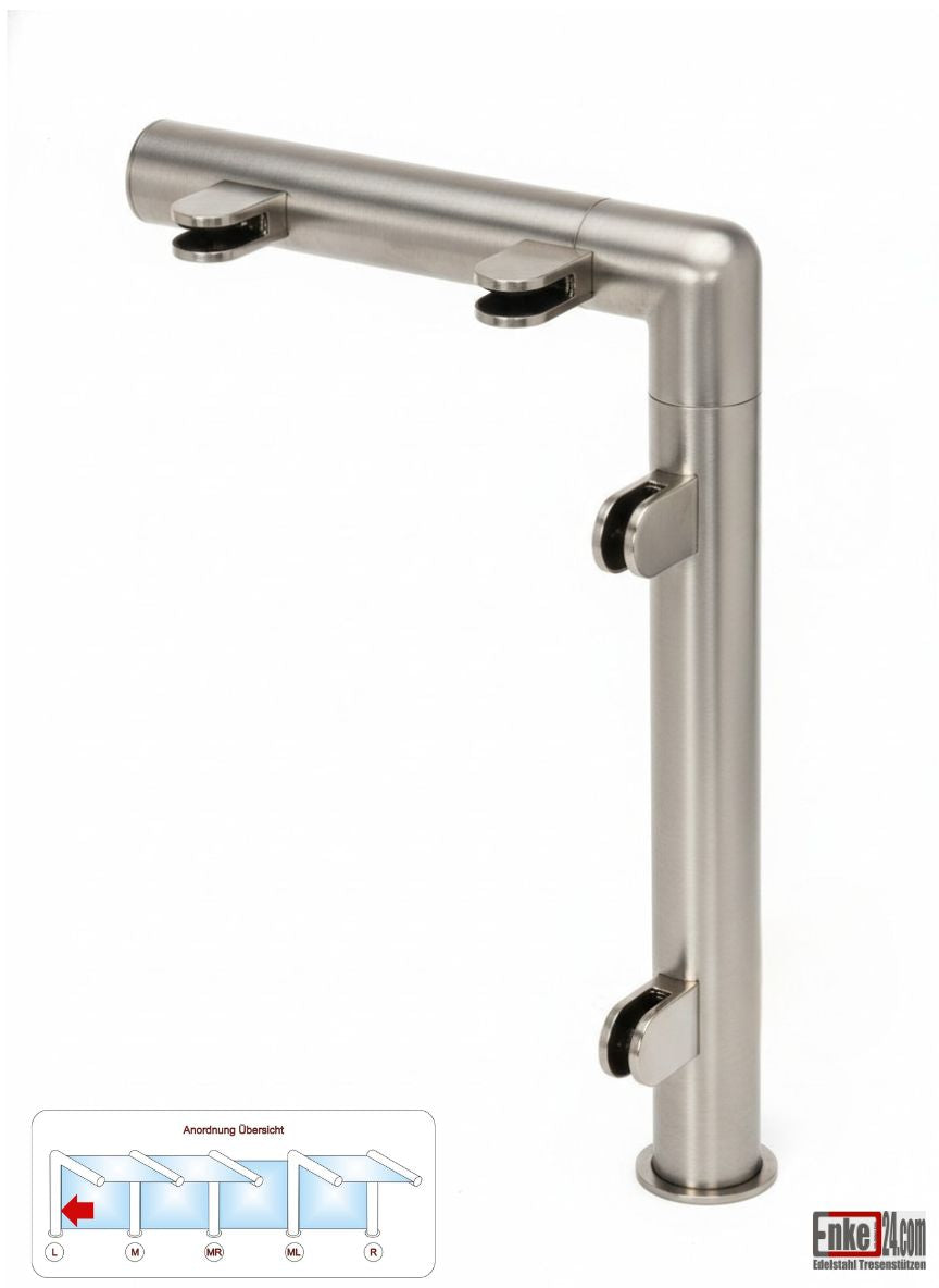 Edelstahl Hustenschutz Tresenstütze mit Ablage in Edelstahl Design