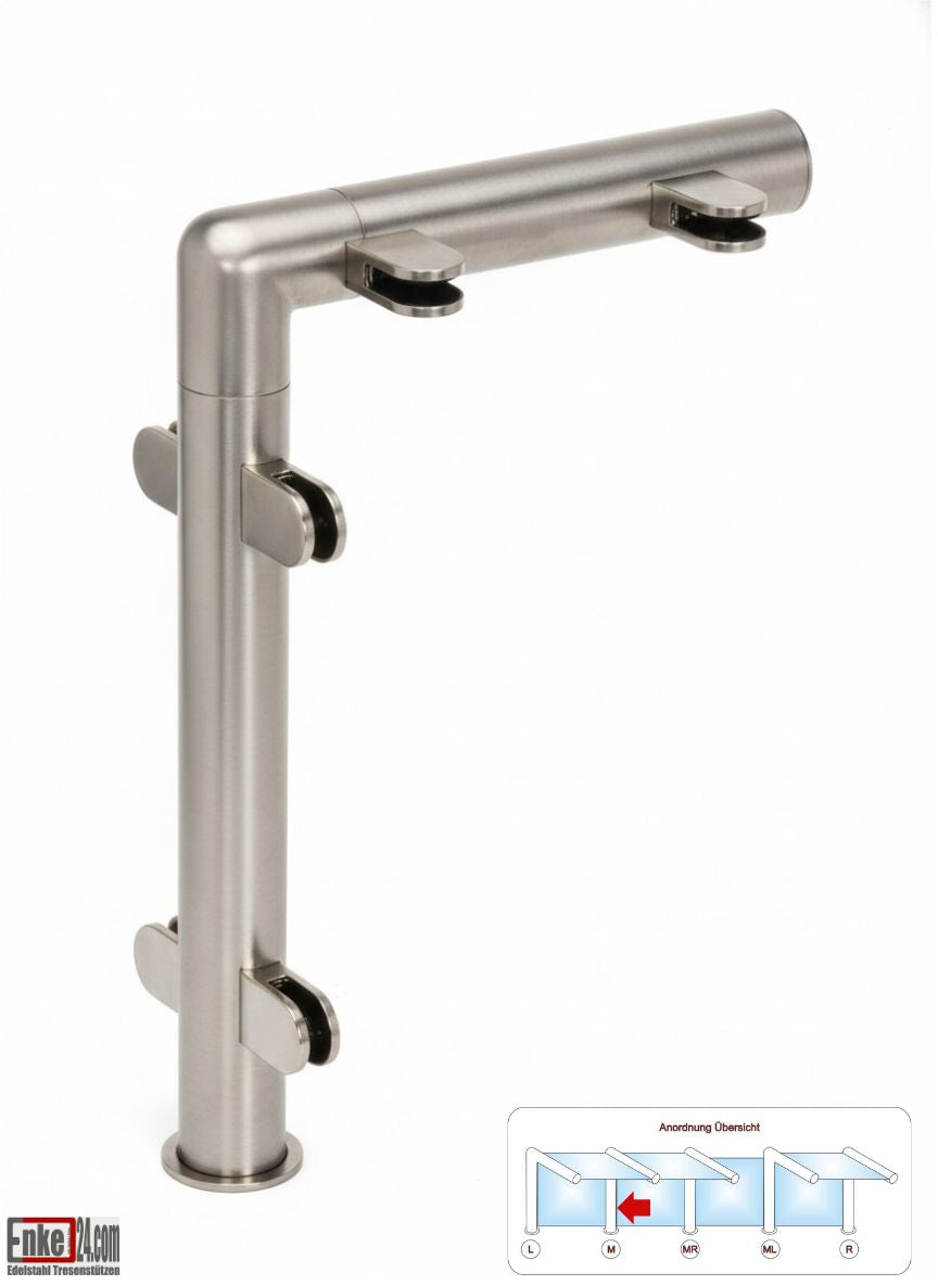 Edelstahl Hustenschutz Tresenstütze mit Ablage in Edelstahl Design