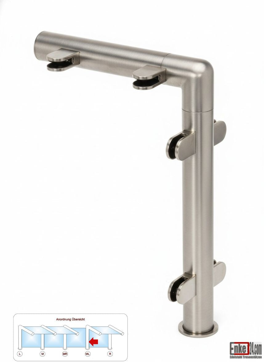 Edelstahl Hustenschutz Tresenstütze mit Ablage in Edelstahl Design