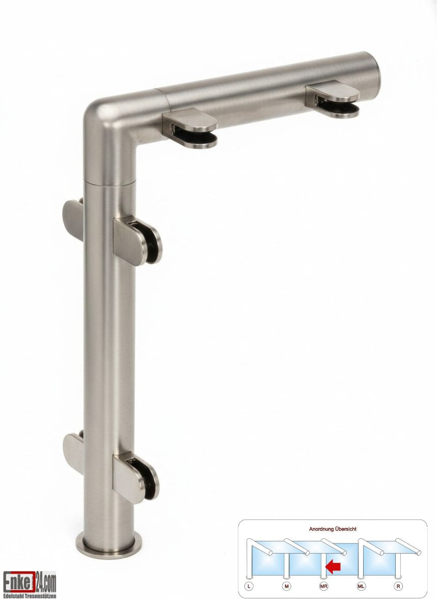 Edelstahl Hustenschutz Tresenstütze mit Ablage in Edelstahl Design