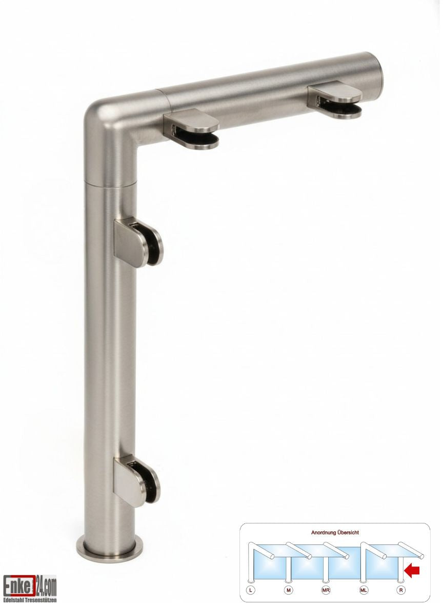 Edelstahl Hustenschutz Tresenstütze mit Ablage in Edelstahl Design