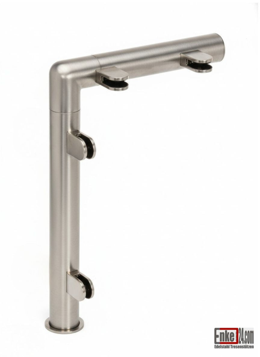 Edelstahl Hustenschutz Tresenstütze mit Ablage in Edelstahl Design
